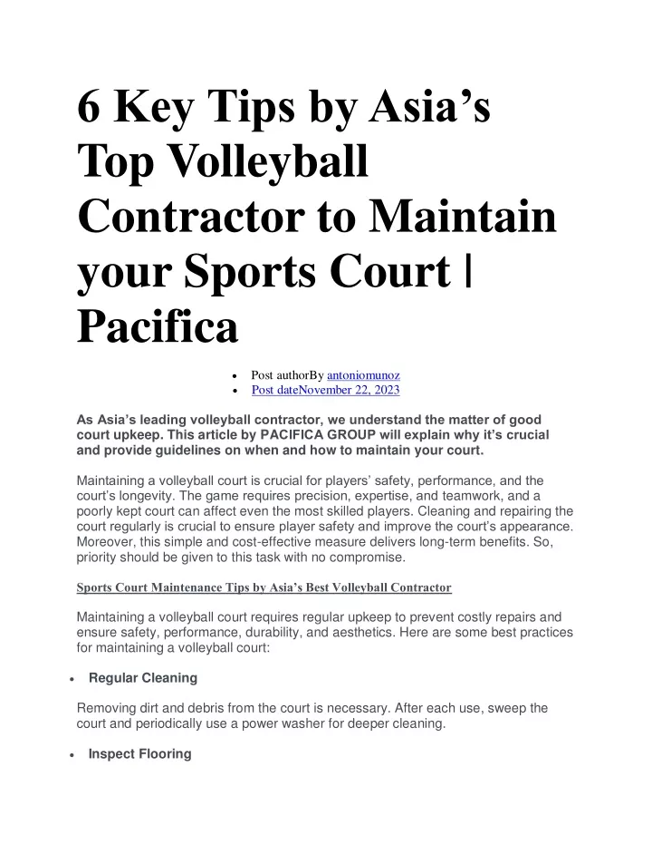 6 key tips by asia s top volleyball contractor