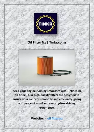 Oil Filter Nz | Tinkr.co.nz
