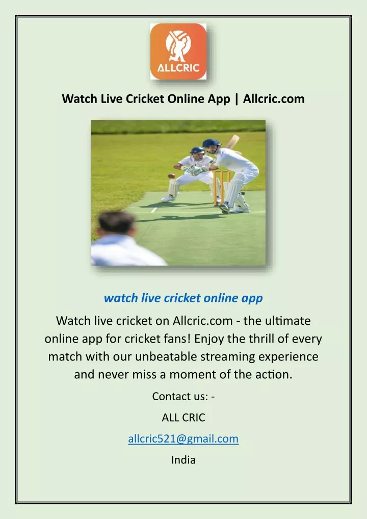 watch live cricket online app allcric com