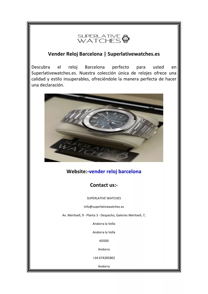 vender reloj barcelona superlativewatches es