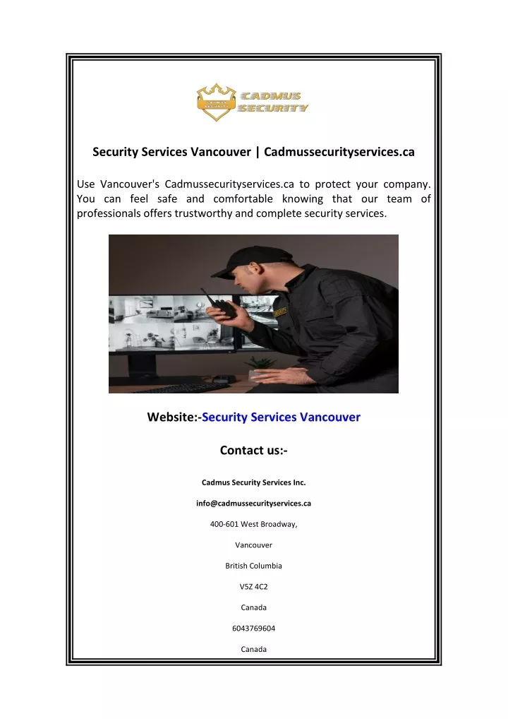 security services vancouver