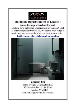 Bathroom Refurbishment in London Smartdesignsconstructors.uk