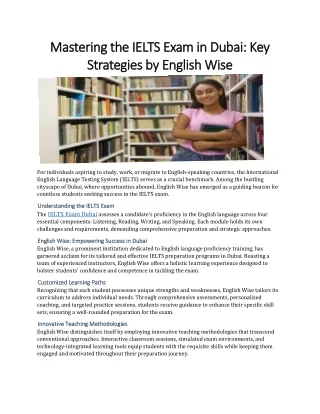 Mastering the IELTS Exam in Dubai Key Strategies by English