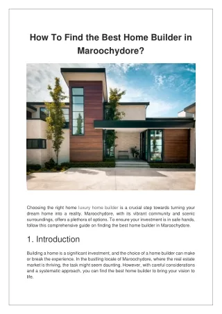 How To Find the Best Home Builder in Maroochydore?