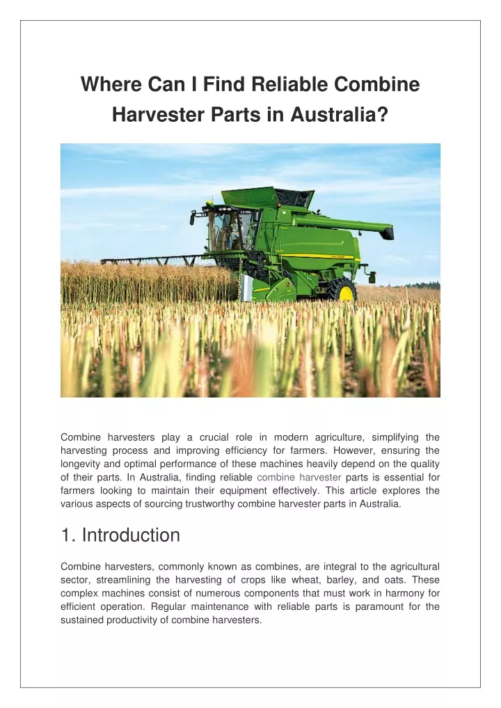 where can i find reliable combine harvester parts