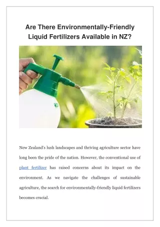 Are There Environmentally-Friendly Liquid Fertilizers Available in NZ?