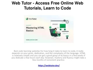 Online Web Tutorials, Web Tutor, Learn to Code