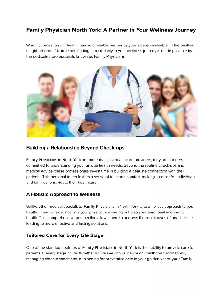 family physician north york a partner in your