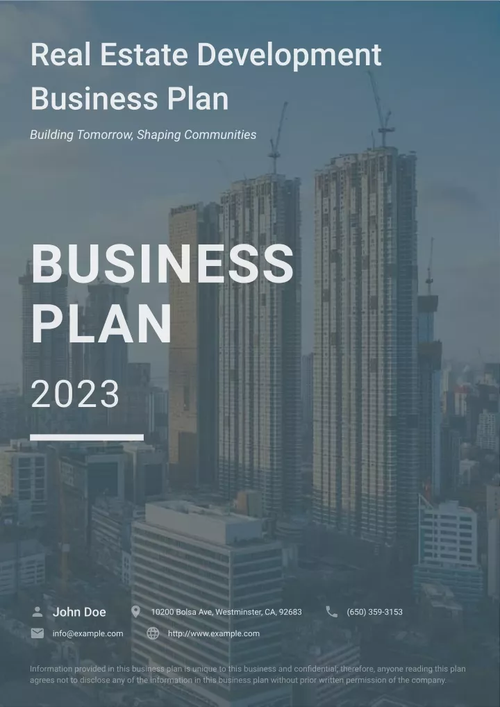 real estate development business plan