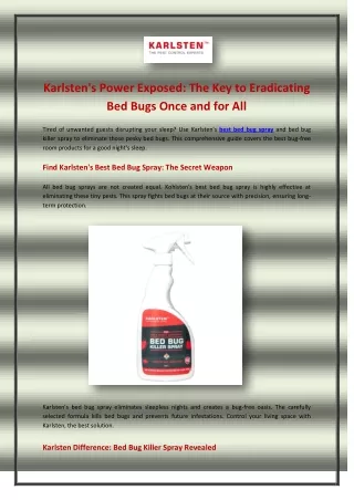 Karlsten's Power Exposed - The Key to Eradicating Bed Bugs Once and for All