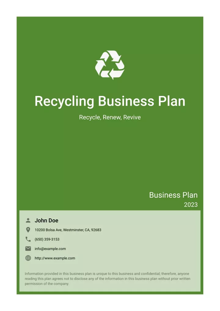 recycling business plan