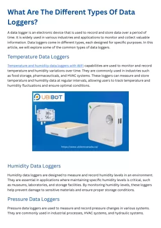 What Are The Different Types Of Data Loggers?