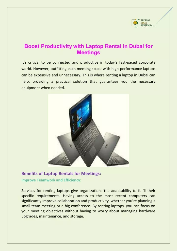 boost productivity with laptop rental in dubai