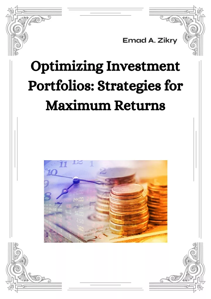 optimizing investment portfolios strategies