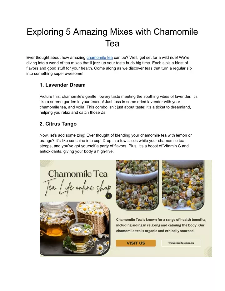 exploring 5 amazing mixes with chamomile tea