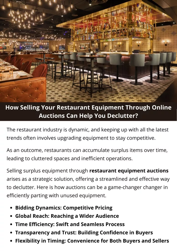how selling your restaurant equipment through