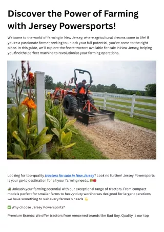Discover the Power of Farming with Jersey Powersports!