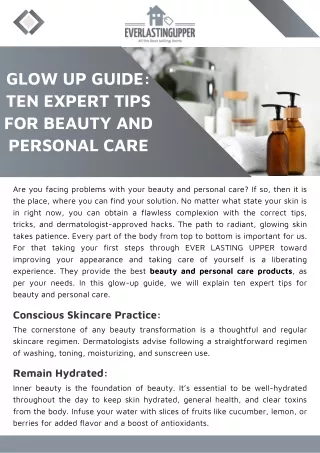 Glow up Guide- Ten Expert Tips for Beauty and Personal Care