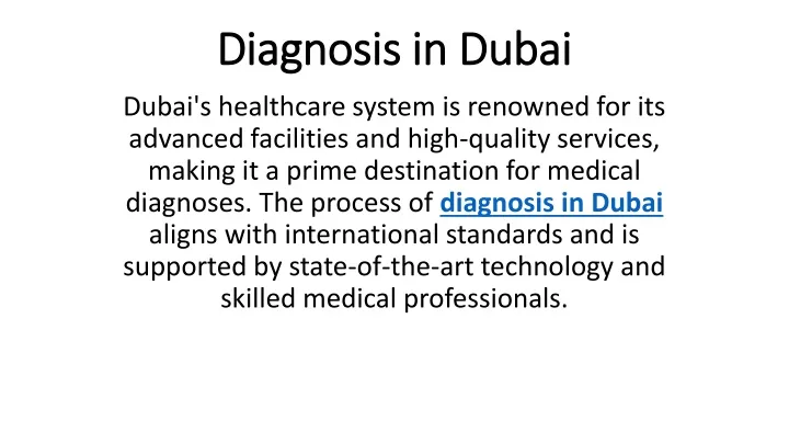 diagnosis in dubai