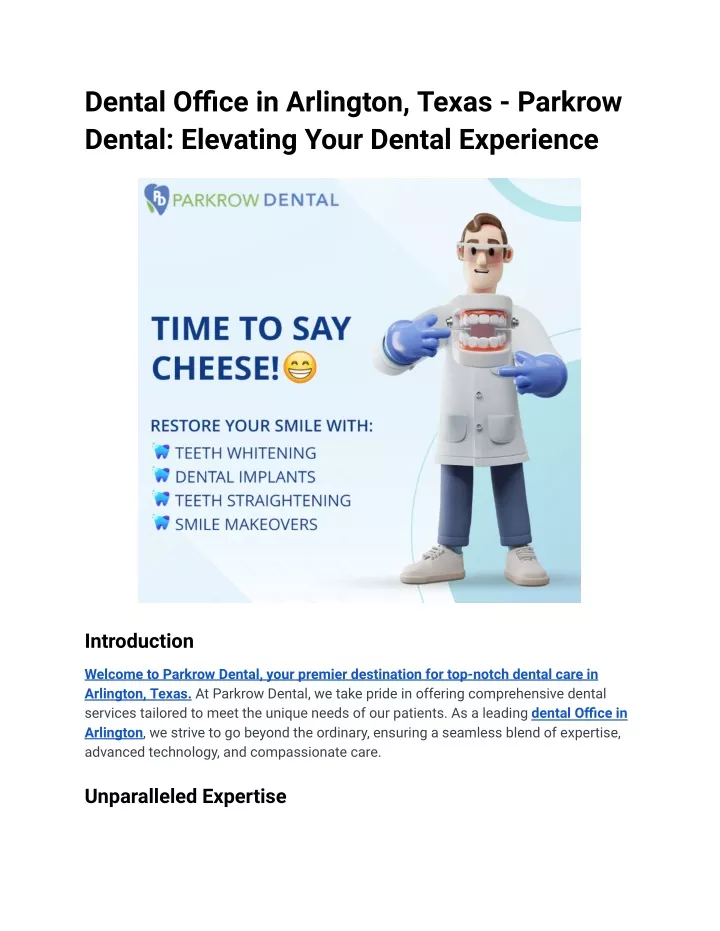 dental office in arlington texas parkrow dental