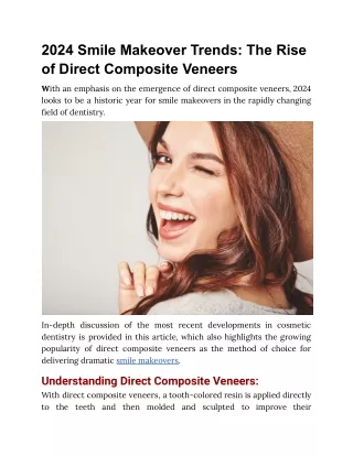 2024 Smile Makeover Trends: The Rise of Direct Composite Veneers