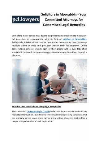 Solicitors in Moorabbin - Your Committed Attorneys for Customised Legal Remedies