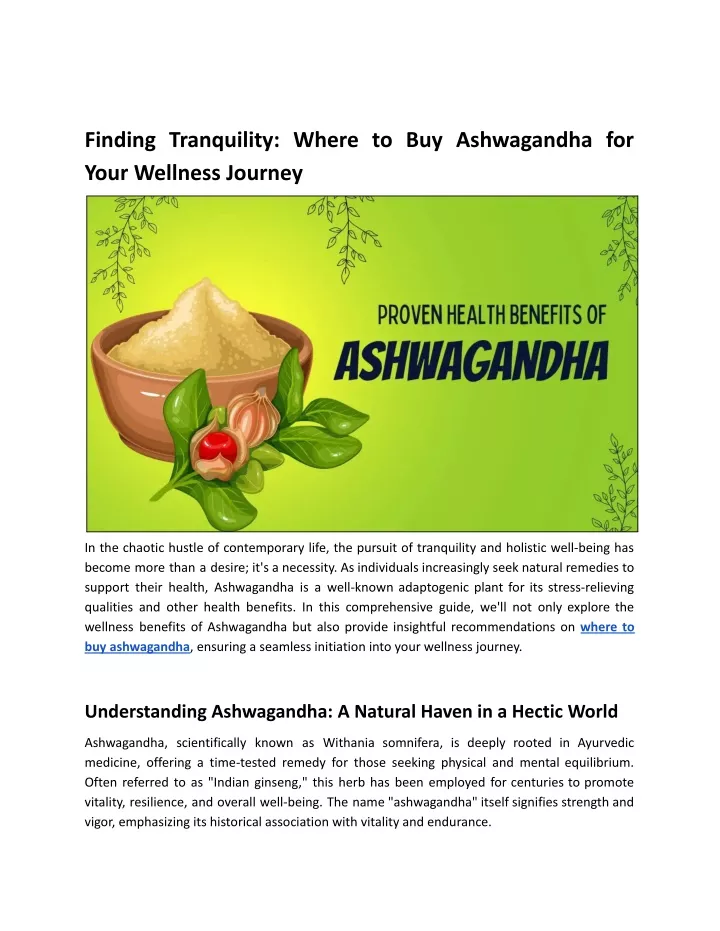 finding tranquility where to buy ashwagandha