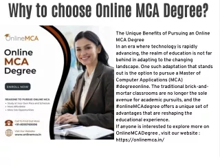 Why to choose Online MCA Degree?