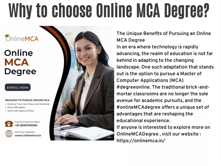 why to choose online mca degree