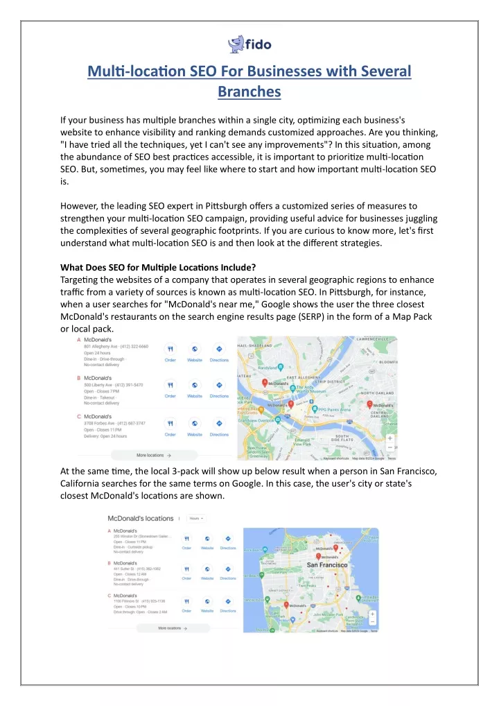 multi location seo for businesses with several