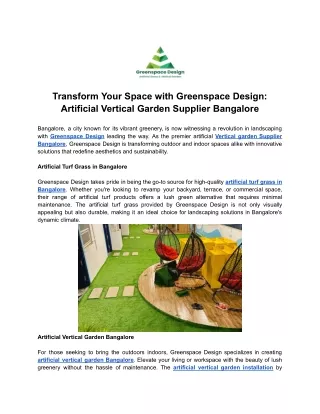 Transform Your Space with Greenspace Design - Artificial Vertical Garden Supplier Bangalore