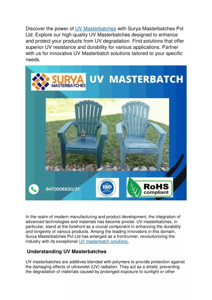 discover the power of uv masterbatches with surya