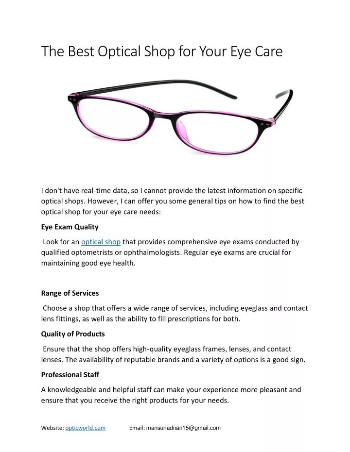 the best optical shop for your eye care