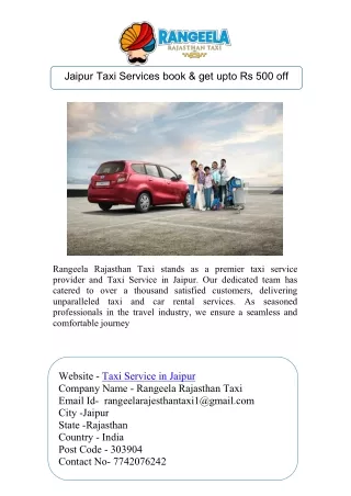 Taxi Service in Jaipur