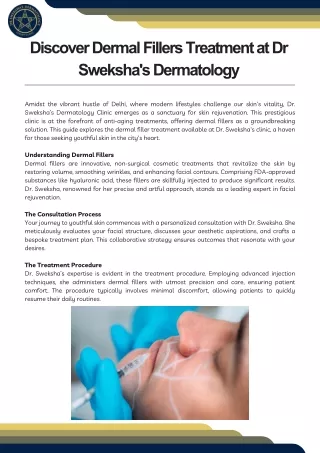 Discover Dermal Fillers Treatment at Dr Sweksha's Dermatology