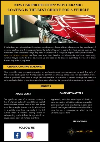 Benefits of Applying Ceramic Coatings on New Cars