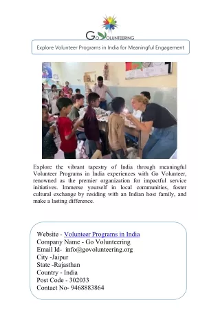 Volunteer Programs in India