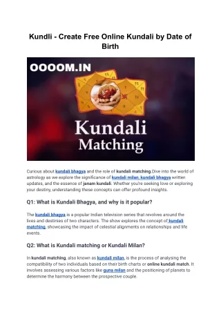 Kundli - Create Free Online Kundali by Date of Birth