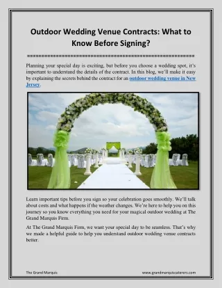 Outdoor Wedding Venue Contracts What To Know Before Signing