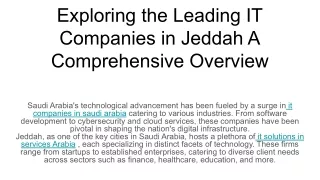 exploring the leading it companies in jeddah