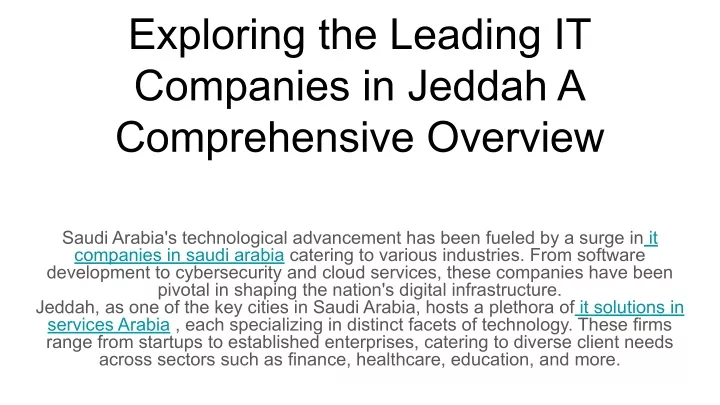 exploring the leading it companies in jeddah