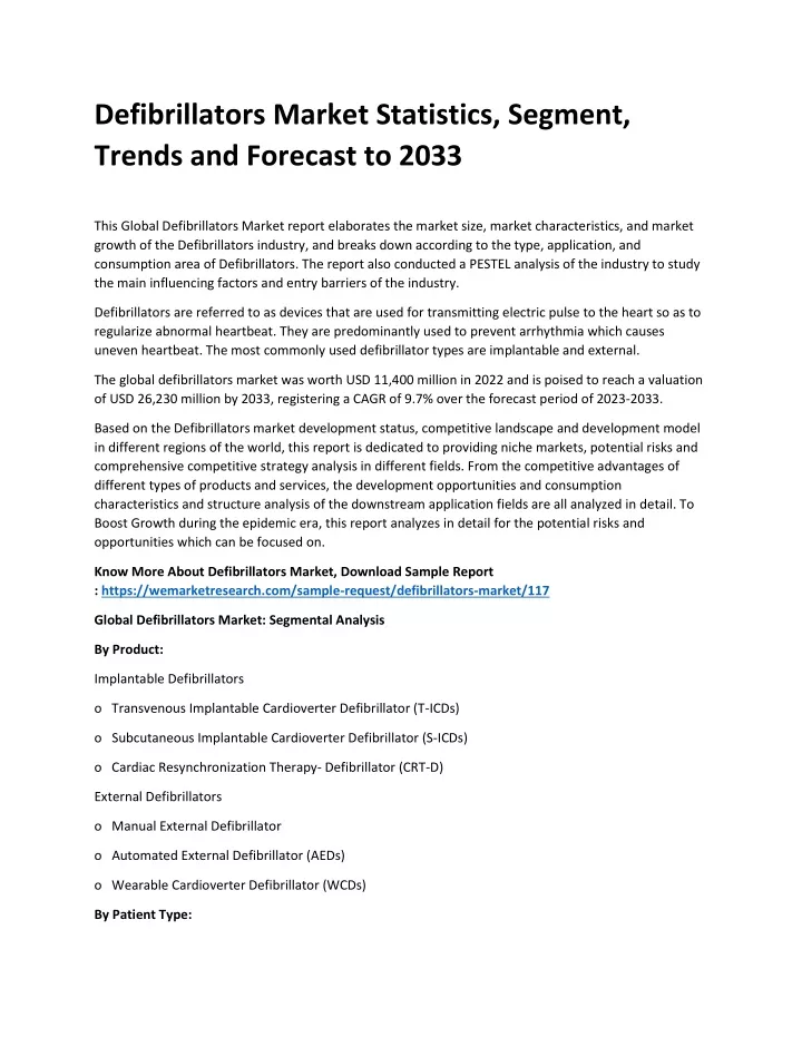 defibrillators market statistics segment trends