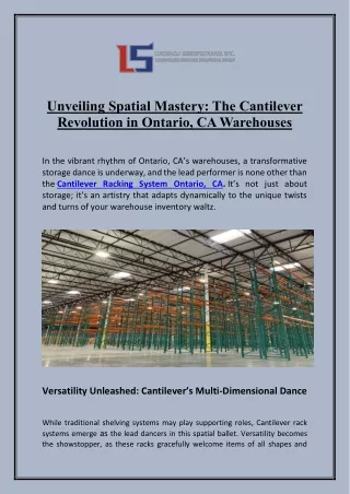 Unveiling Spatial Mastery The Cantilever Revolution in Ontario, CA Warehouses