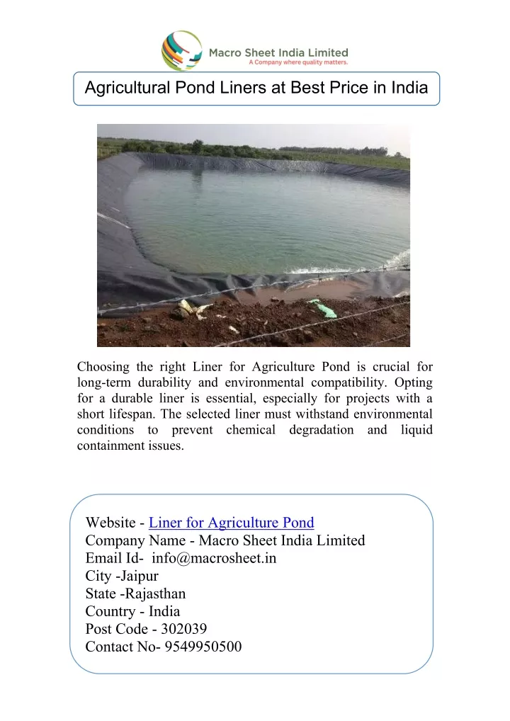 agricultural pond liners at best price in india