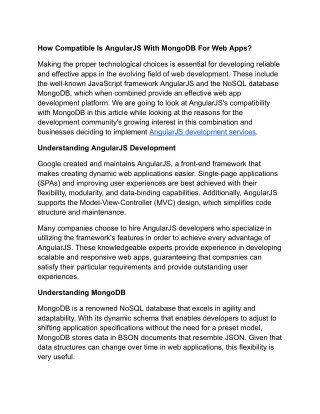 How Compatible Is AngularJS With MongoDB For Web Apps