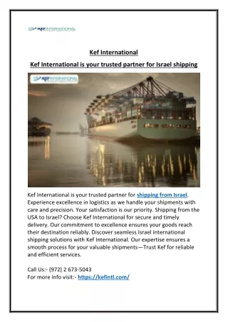 Kef InternationalInternational Shipping from Israel