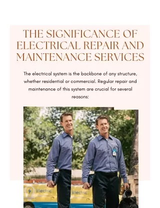 The Significance of Electrical Repair and Maintenance Services