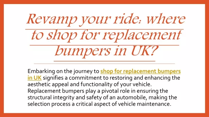 revamp your ride where to shop for replacement bumpers in uk