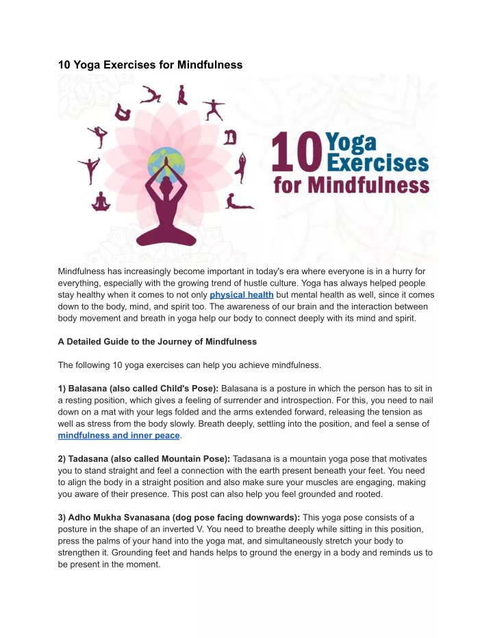 10 yoga exercises for mindfulness