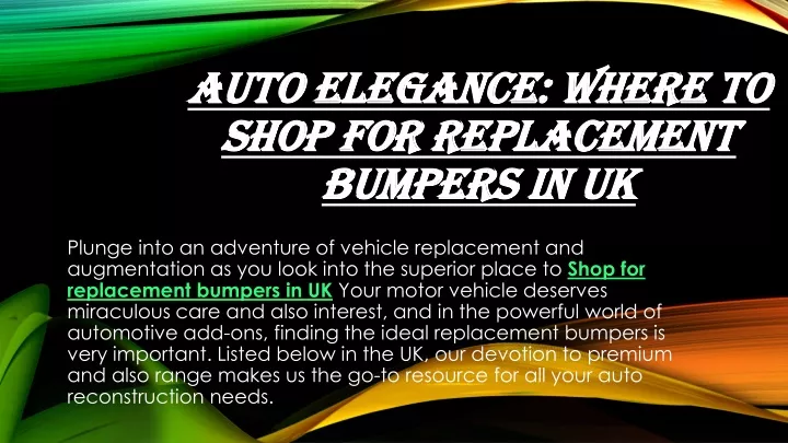 auto elegance where to shop for replacement bumpers in uk
